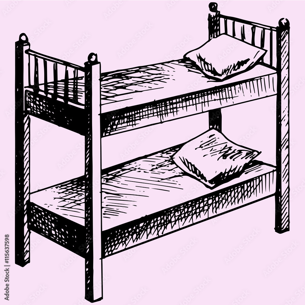 Two Floor Bunk Bed Two Ladder Stock Vector Royalty Free 1098423542   Shutterstock