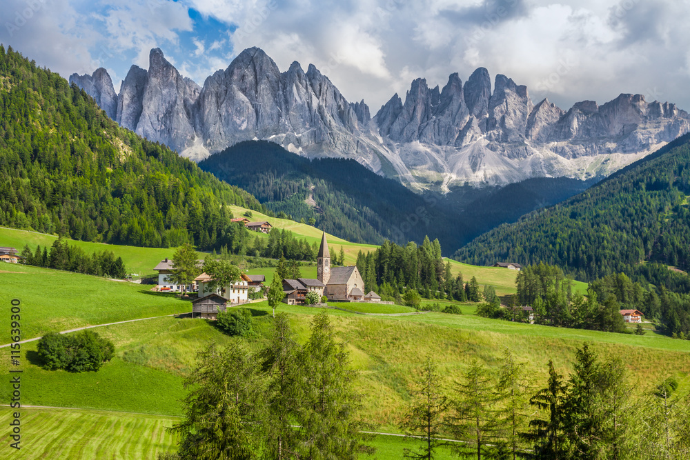 Val di Funes, South Tyrol, Italy - obrazy, fototapety, plakaty 