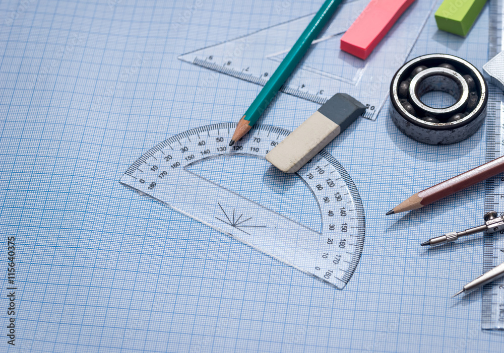 blue graph paper with drawing tools blue graph paper with drawing tools