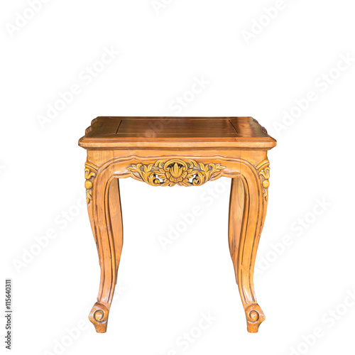 vintage table isolated on white with path