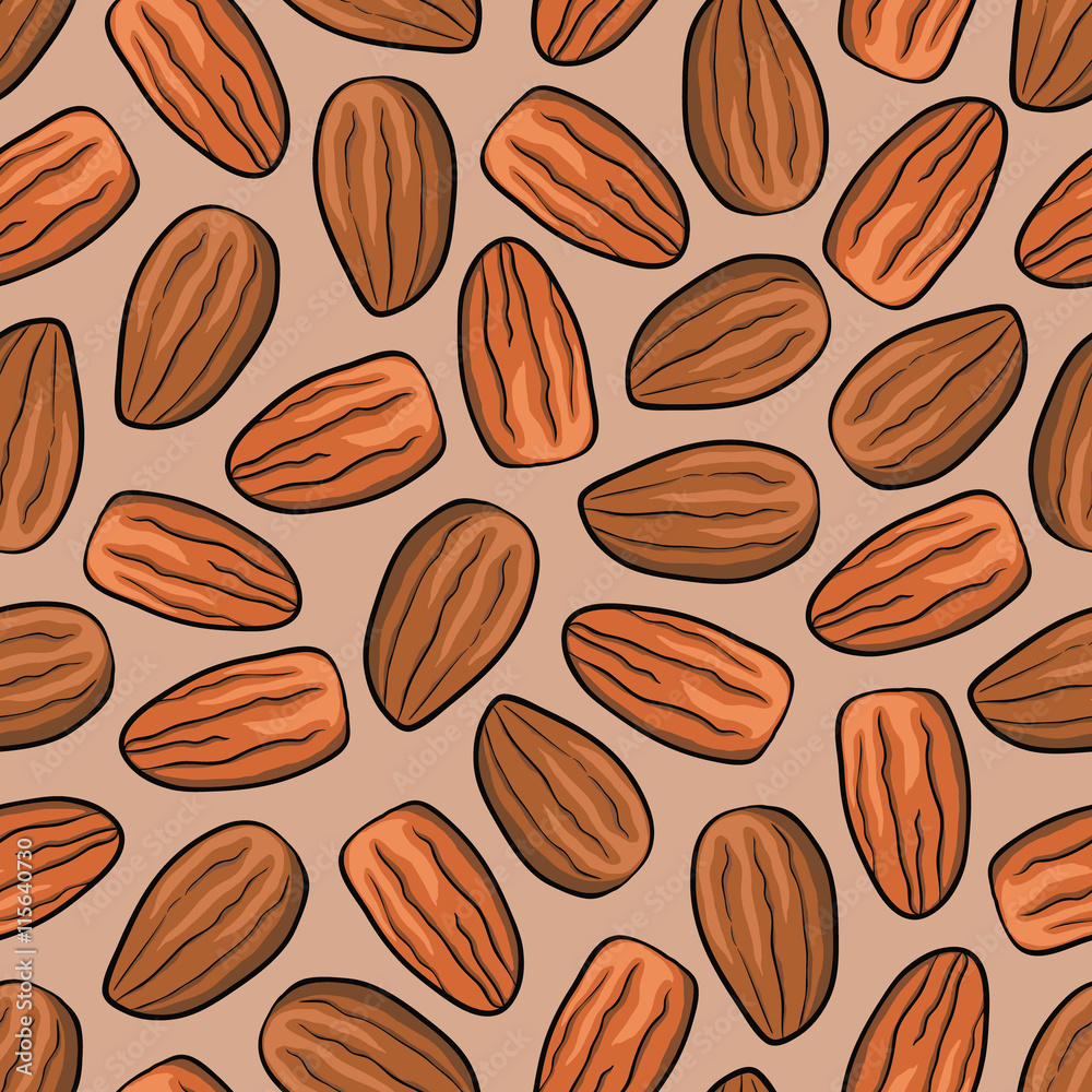 Almond nut seamless vector background Almond nut seamless vector background