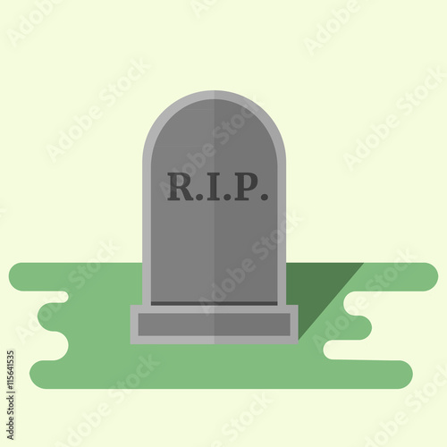 Vector flat style illustration gravestone with text R.I.P Tombstone icon.