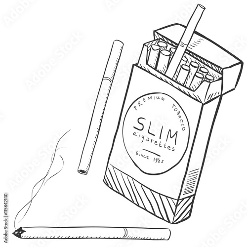 Vector Set of Slim Cigarettes