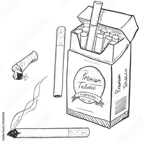 Vector Sketch Set of Cigarettes