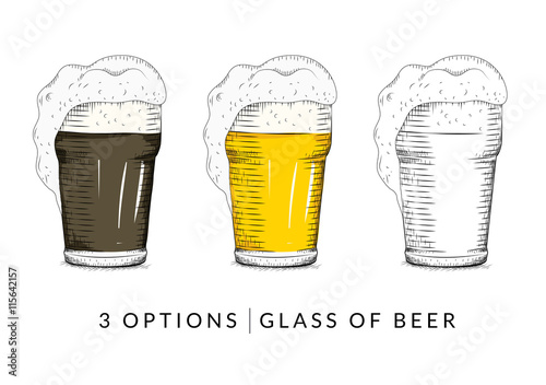 Vector of Glass of Beer, Vintage Hand Drawn style