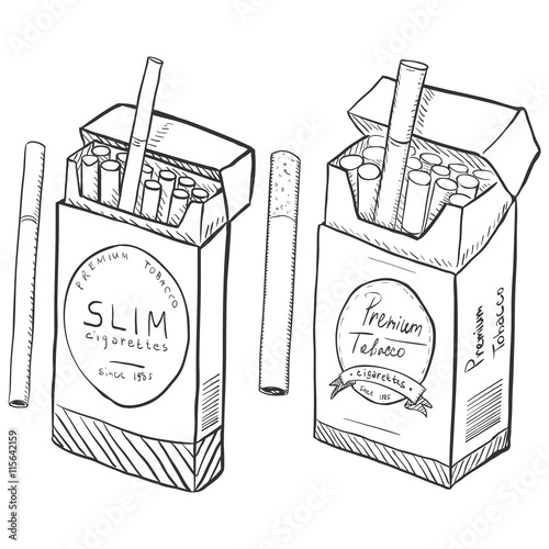 Vector Sketch Slim and Regular Cigarette Boxes