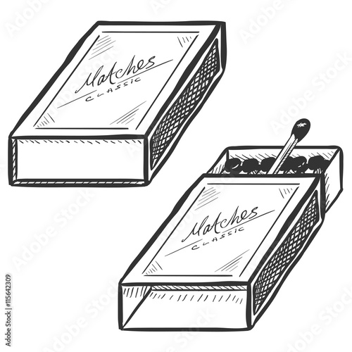 Vector Set of Two Matchboxes. Open and Closed.