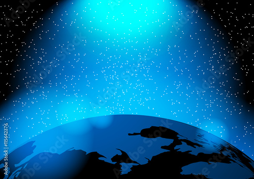 Earth and blue light vector illustration
