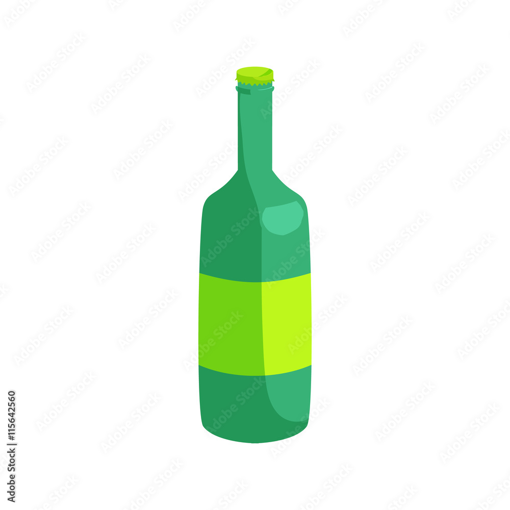 Green bottle of beer icon in cartoon style on a white background