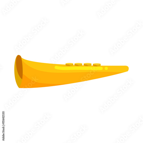 Yellow bugle horn trumpet icon in cartoon style on a white background