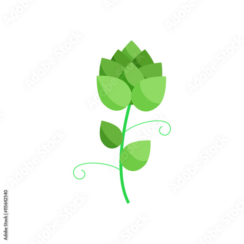 Branch of hops icon in cartoon style on a white background