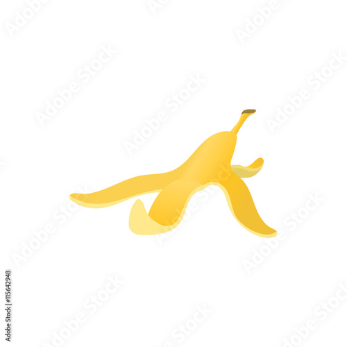 Banana peel icon in cartoon style on a white background