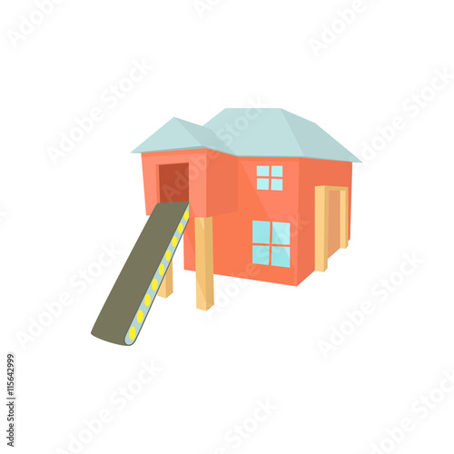 Sawmill building icon in cartoon style on a white background