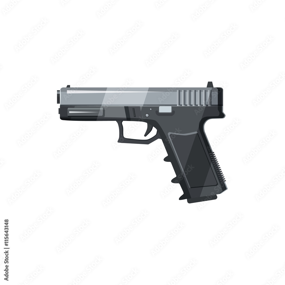 Gun icon in cartoon style on a white background