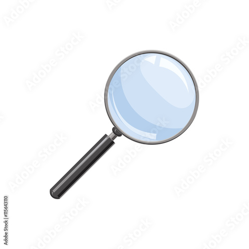 Magnifying, glass icon in cartoon style on a white background