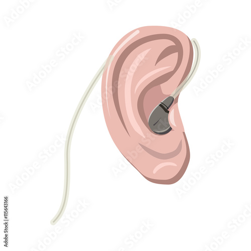 Hearing ear icon in cartoon style on a white background