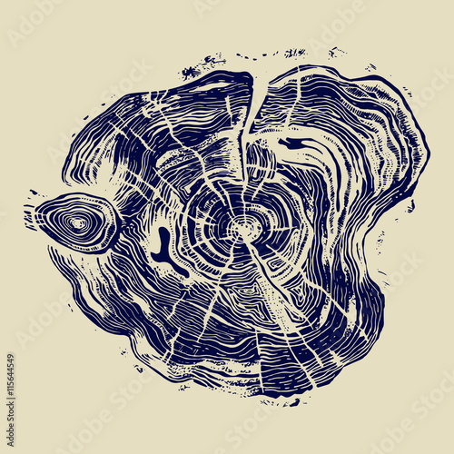 Hand drawn wood cut