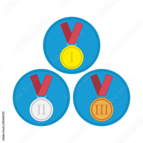 Medal icon set in flat style