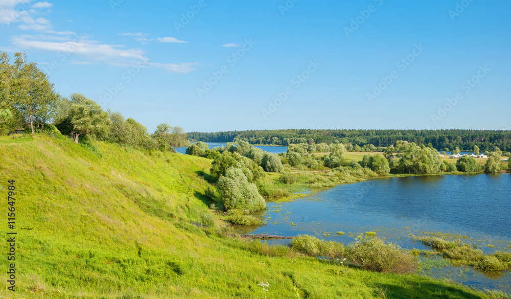 High steep river bank