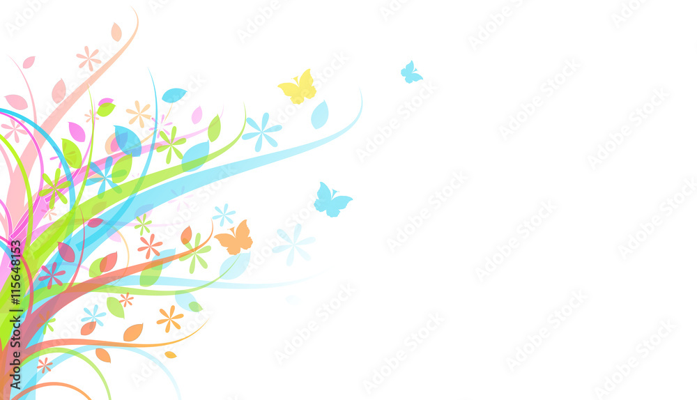 White background with colorful ornaments