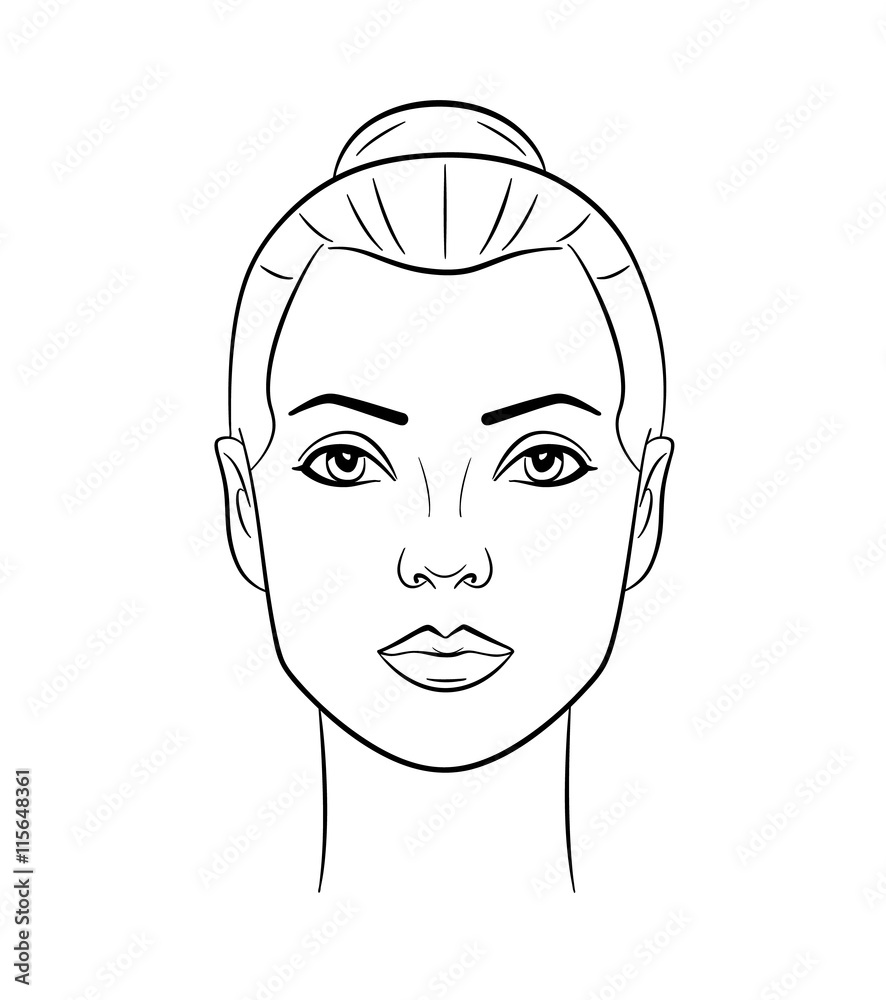 Beautiful Woman Face Line Drawing Stock Vector | Adobe Stock