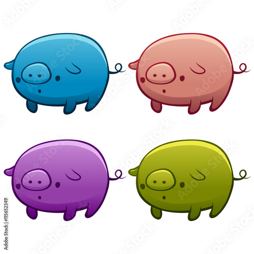 Set of colorful assorted pigs