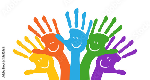 Bunte Hände Gruppe Illustration Banner 