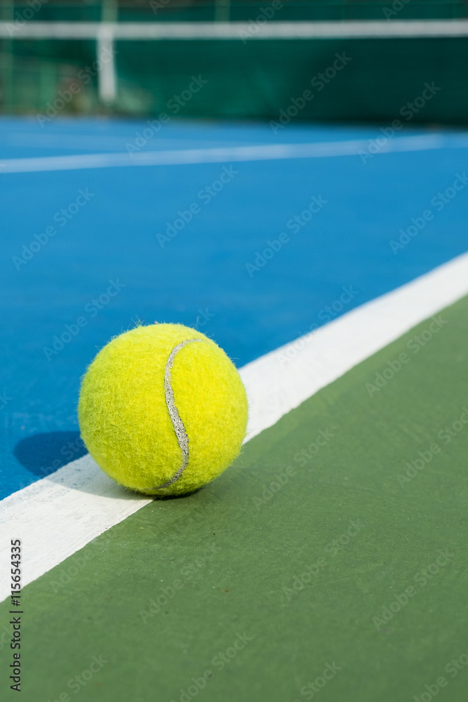 tennis ball on the line - text space