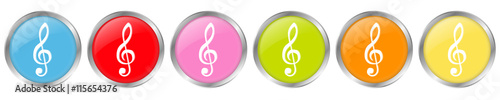 6 Farbige 3D Buttons mit Violinschlüssel