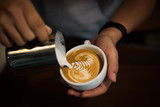 coffee latte art in coffee shop cafe