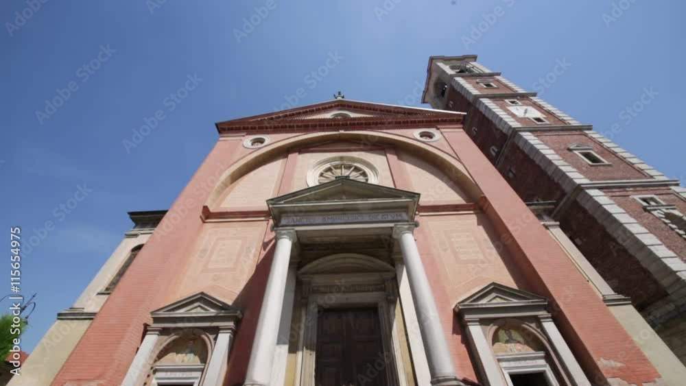 in italy lonate pozzolo ancient religion building for catholic and clock tower. in italy lonate pozzolo ancient religion building for catholic and clock tower.