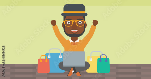 Man shopping online using his laptop.