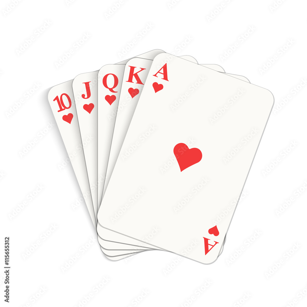 Obraz premium Play casino gambling. Winning poker hand. Royal flush of hearts. 