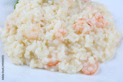 Risotto with shrimps and astaragus