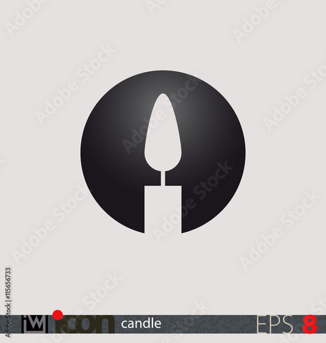 Candle vector icon or logo on isolated background.