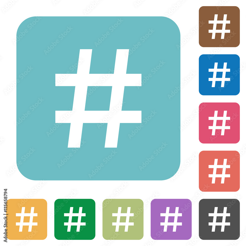 Obraz premium Flat hashtag icons