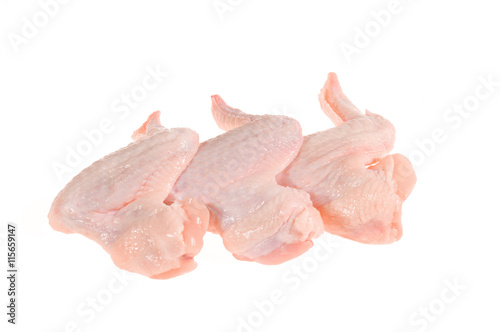 raw chicken wings isolated on white background