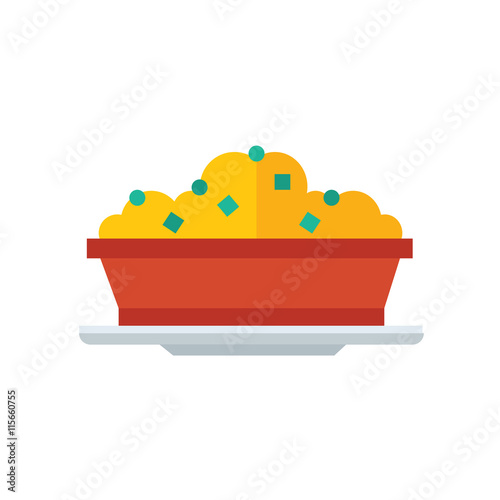 box lunch icon on dish yellow color tone