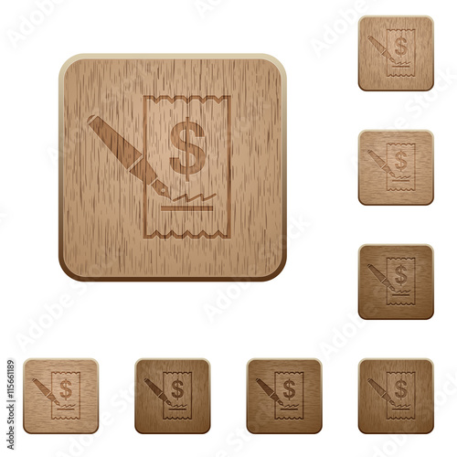 Cheque signing wooden buttons