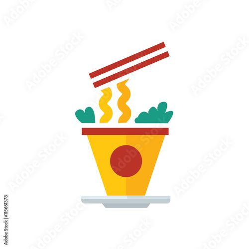 cup of instant noodles with Vegetable yellow and green