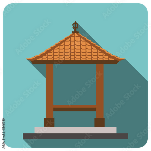 Balinese style, traditional building. Flat icon. EPS 10.