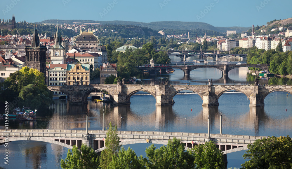 View of central bridges of Prague View of central bridges of Prague