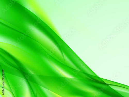 Abstract background with curved, wavy yellow green lines in the corner of the image