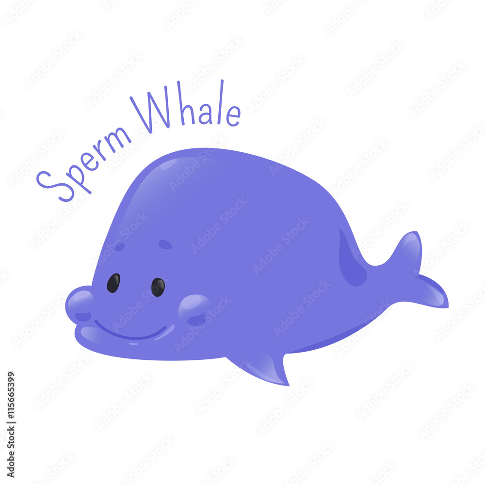Sperm whale. Sticker for kids. Child fun icon.