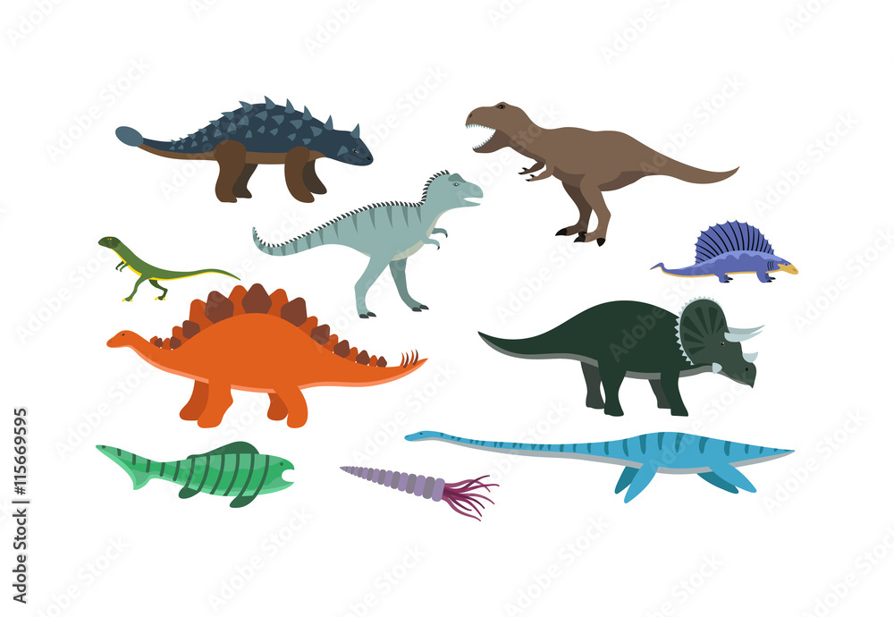 Dinosaur cartoon vector illustration. Cartoon dinosaurs cute monster funny animal and prehistoric character cartoon dinosaur. Cartoon comic tyrannosaurus fantasy dinosaur