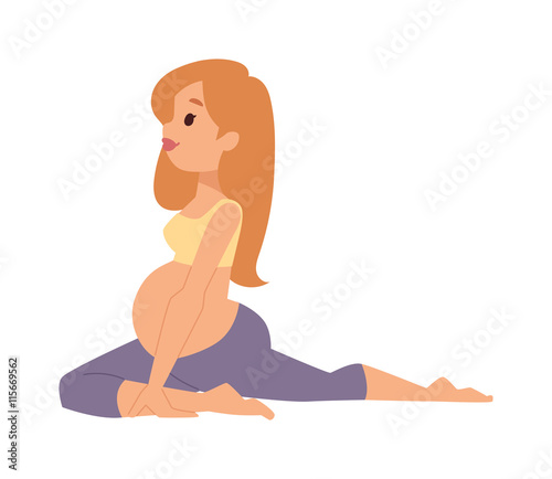 Meditating on maternity pregnant woman meditating while sitting yoga position fitness healthy lifestyle character vector. Pregnant yoga beautiful healthy lifestyle and fitness pregnant yoga.