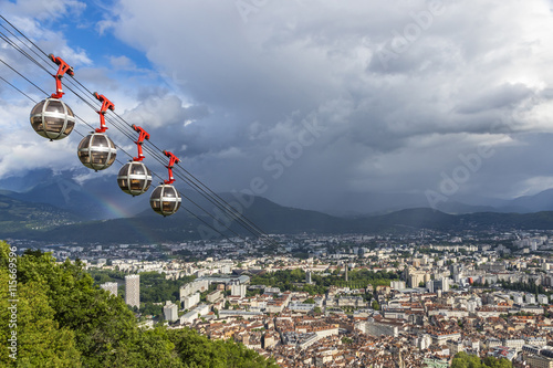 Panoramic aerial view of Grenoble city, France