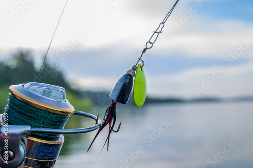 fishing spinning lure on reel