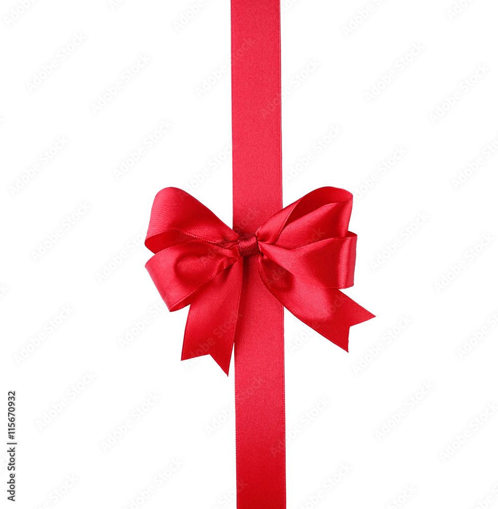 Red ribbon with bow-knot on white background Red ribbon with bow-knot on white background