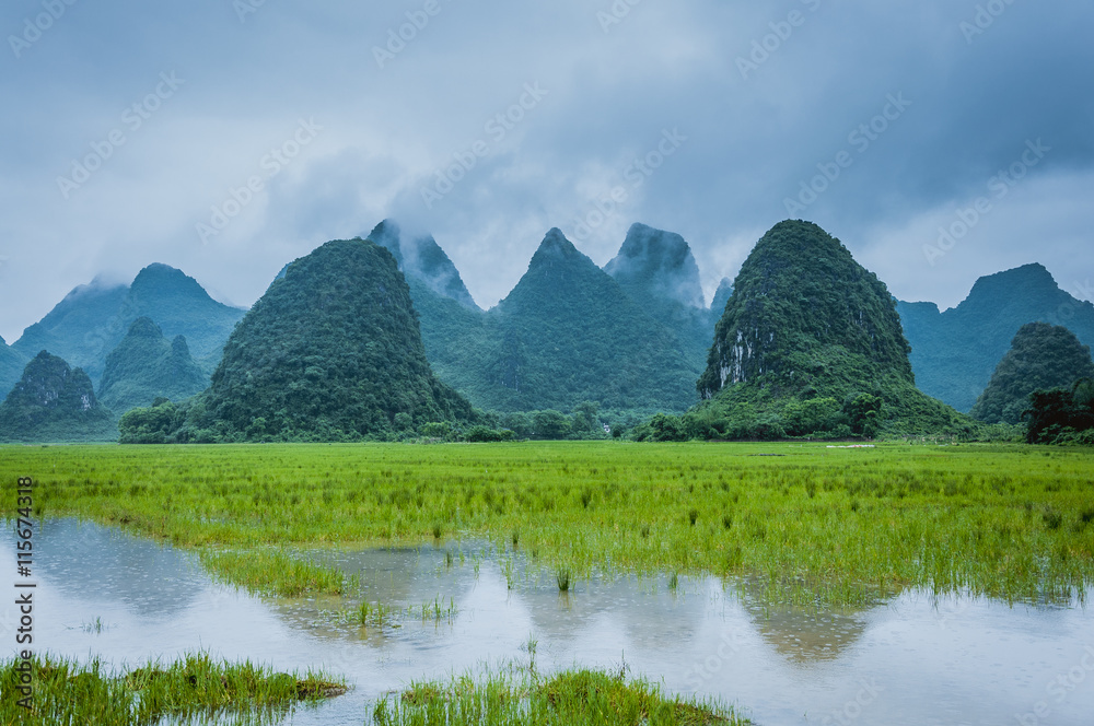 Beautiful karst rural scenery in spring
Beautiful karst rural scenery in spring